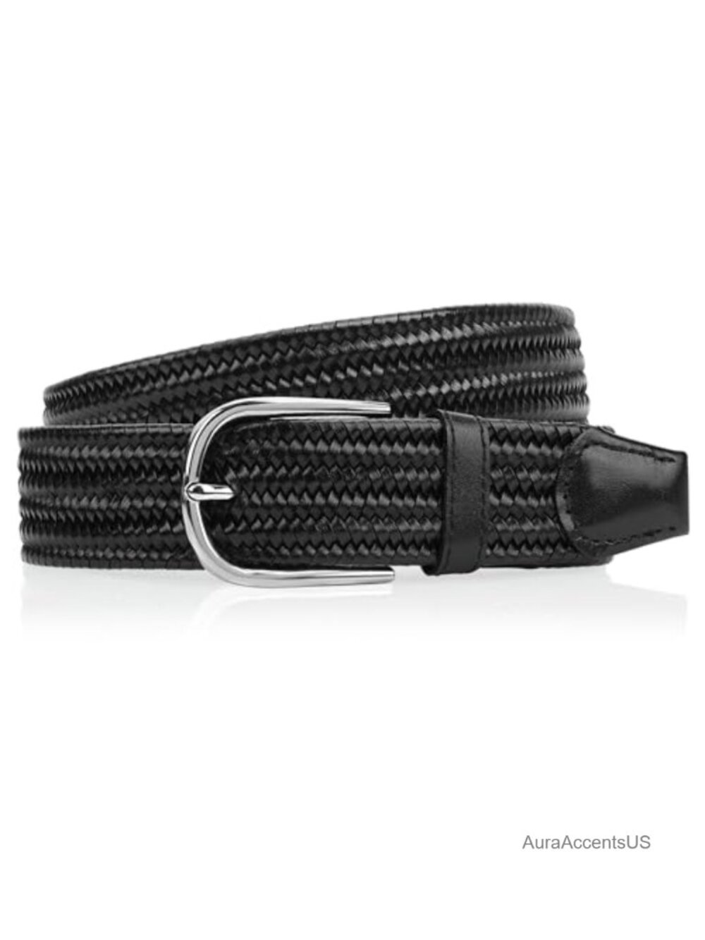 Genuine Leather Braided Belt for Men - 1.38" Wide Adjustable Woven Belt